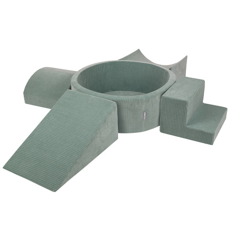KiddyMoon Spielplatz Aus Schaumstoff Für Kinder mit Bälle Waschbare Bezug, grün: hellgrün/grün/gelb/puderrosa/hellpink, Bällebad (200 Bälle) + Version 5