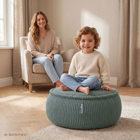 KiddyMoon Kinderpouf aus Schaumstoff mit abnehmbarem Bezug, grün, M