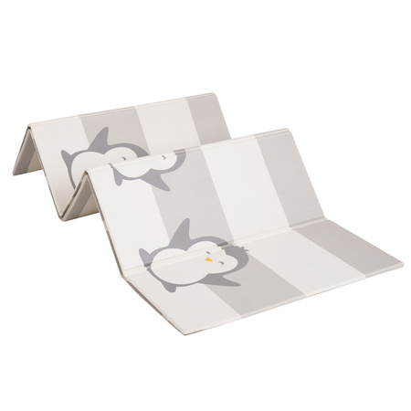 KiddyMoon Babymatte Zweiseitige Krabbelmatte Schaumstoffmatte Für Kinder Kindermatte Kindgerechte Muster Spielplatz Entwicklung Sicherer Und Bequemer Ideal Für Drinnen Und Draußen, Weiß-Pinguin, 180x200x1cm