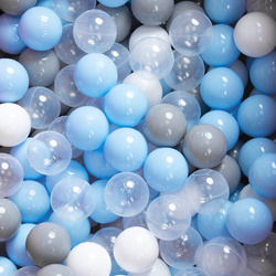 KiddyMoon Kinder Bälle für Bällebad Baby Plastikbälle Spielbälle ∅6cm Made in EU, grau/weiß/transparent/babyblau, 1200 Bälle/6cm