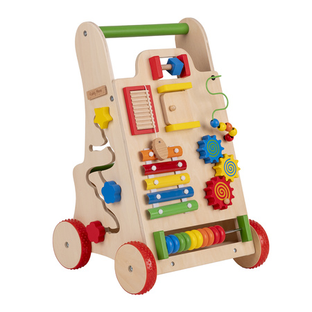 KiddyMoon Lauflernwagen aus Holz für Kinder Lauflernhilfe Spaß Babys, Laufen Lernen, Multifunktion Holzspielzeug für Kleinekinder Montessori-Spielzeug,, Mehrfarbig, Standard