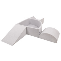 KiddyMoon Spielplatz Schaumstoff mit Viertel Eckig Bällebad Bälle Hindernisläufe, hellgrau:weiß/grau/minze, Bällebad (300 Bälle) + Version 4