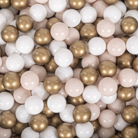 KiddyMoon Spielzelt Kinderzelt Faltbare Für Kinder Pavillon Förmiges Kinderhaus Leicht Zu Montieren Zum Spielen Und Entspannen Geeignet Für Drinnen Und Draußen, Naturfarbe:pastellbeige/weiß/gold, 300 Bälle