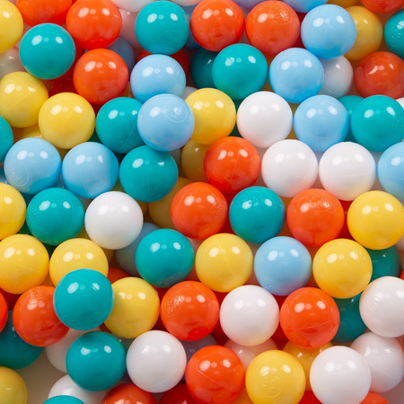 Baby Spielzelt Mit Plastikbällen Für Kinder Leicht und Kompakt ideal für Drinnen Und Draußen Fördert Sensorische Integration Schneller Aufbau, blau:weiß-gelb-orange-babyblau-türkis, 600 Stück