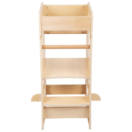 KiddyMoon Lernturm für Kinder ab 1 Jahr, Anti-Kipp-Schutz, 3-fach höhenverstellbar, Montessori Küchenhelfer ST-003, Natürlich, 91,5x39,3x49,4