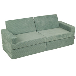 KiddyMoon Kindersofa aus Schaumstoff Spielsofa für Kinder Schlafsofa Kindersessel Sofa für Kinderzimmer Kindercouch Faltmatratze, grün, 140x55x30 cm