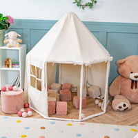 KiddyMoon Spielzelt Kinderzelt für Kinder, Pavillonfür Drinnen Und Draußen NK-002, Naturfarbe