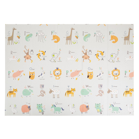 KiddyMoon Babymatte Zweiseitige Krabbelmatte Schaumstoffmatte Für Kinder Kindermatte Kindgerechte Muster Spielplatz Entwicklung Sicherer Und Bequemer Ideal Für Drinnen Und Draußen, Beige-Streifen, 150x200x1cm