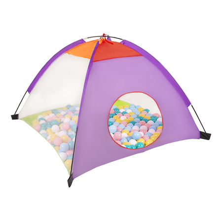 3in1 Spielzelt mit Tunnel Spielplatz PopUp Bällebad mit Bälle Für Kinder, Mehrfarbig:weiß/gelb/babyblau/puderrosa/türkis, 900 Bälle