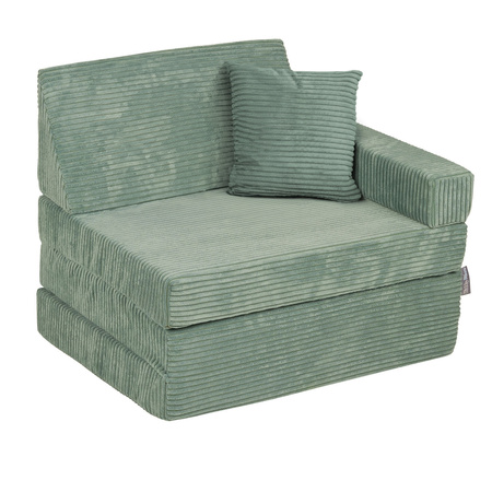 KiddyMoon Kindersessel aus Schaumstoff Sessel für Kinder Kinderzimmer Faltmatratze Relaxsessel Kuschelsessel, grün, Kindersofa mit Kissen