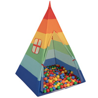 Tipi Spielzelt mit Bälle Indianerzelt für Kinder Kinderzimmer Zelt, mehrfarbig:gelb/grün/blau/rot/orange, 100 Bälle