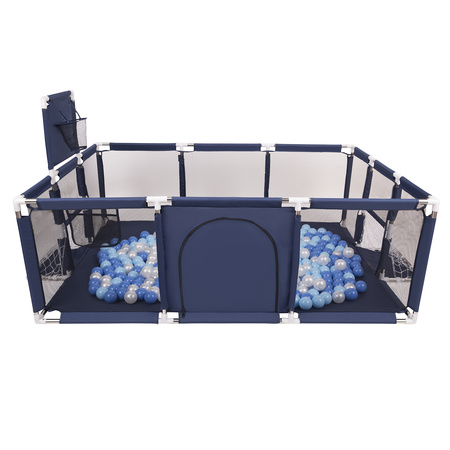Laufstall Baby Großer Spielplatz mit Bällen Laufgitter für Kinder, Dunkelblau:babyblau/blau/perle, 900 Bällen
