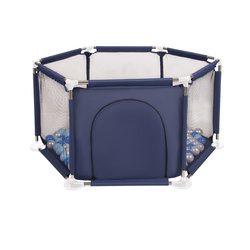 Sechseckiger Laufstall mit Bällen Laufgitter für Kinder, Blau:babyblau/blau/perle, 100 Bälle