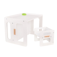 KiddyMoon Kindertisch Mit Stuhl für Kinder Runde Tresor Kanten Kinderzimmer Möbel, weiß, Kindertisches: 61x44x44 cm/Stuhles: 30x30x30 cm