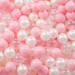 Bällebad Bällepool für Baby Kinder mit 200 bunten Bällen Rund, rosa: puderrosa/perle/transparent, 90x30cm/300 Bälle