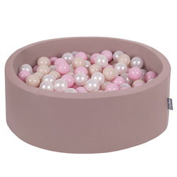 KiddyMoon Bällebad Bällepool mit bunten Bällen ∅ 7Cm  für Babys Kinder Rund, erikafarben: pastellbeige/puderrosa/perle, 90x30cm/300 Bälle