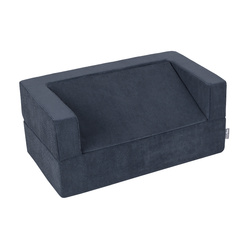 KiddyMoon Kindersofa Modular mit Weichem Zwickel und Bällen Für Kinderzimmer Bequem Vielseitig Gerippter Stoff Abnehmbarer Bezug Perfekt zum Spielen und Entspannen, dunkelblau, Sofa/Zwickel