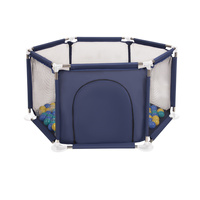 Sechseckiger Laufstall mit Bällen Laufgitter für Kinder, Blau:türkis/blau/gelb/transparent, 100 Bälle