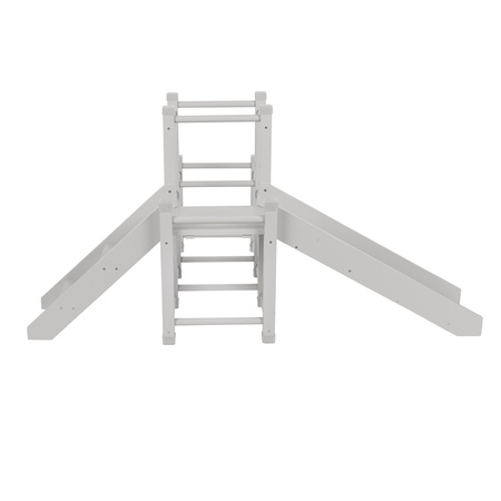 KiddyMoon Klettergerüst Indoor Holz Spielplatz Mit Rutsche Anti-Rutsch Pads Stabile Konstruktion, Grau, UNI