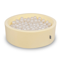 KiddyMoon Bällebad Bällepool mit bunten Bällen ∅ 7Cm  für Babys Kinder Rund, Gelb, 90 x 30 cm 200 Bälle