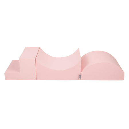 KiddyMoon Spielplatz aus Schaumstoff mit Quadrat Bällebad Bälle Hindernisläufen, pink:puderrosa/perle/transparent, Bällebad (200 Bälle) + Version 6