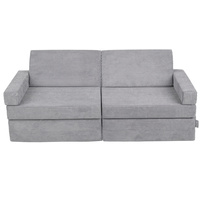 KiddyMoon Kindersofa aus Schaumstoff, Spielsofa für Kinder, Kindersessel, Sofa fürs Kinderzimmer, Kindercouch, Faltmatratze, dunkelgrau, Kindersofa