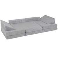 KiddyMoon Kindersofa aus Schaumstoff Spielsofa für Kinder Schlafsofa Kindersessel Sofa für Kinderzimmer Kindercouch Faltmatratze, dunkelgrau, Kindersofa
