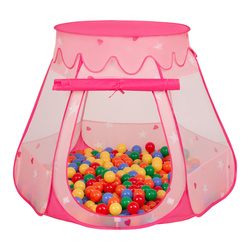 Baby Spielzelt Mit Plastikbällen Für Kinder Leicht und Kompakt ideal für Drinnen Und Draußen Fördert Sensorische Integration Schneller Aufbau, pink:gelb-grün-blau-rot-orange, 200 Stück