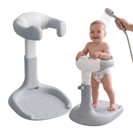 KiddyMoon Baby Duschständer Höhenverstellbar Faltbare Konstruktion, Grau, UNI
