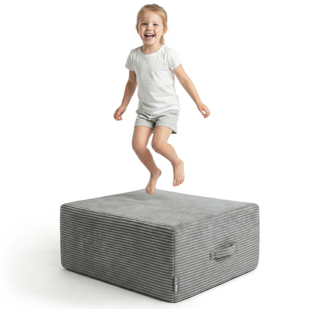 KiddyMoon Hüpfpolster für Kinder Hüpfmatratze Kindertrampolin für Zuhause Turnmatte Matratze zum Hüpfen Abnehmbarer Bezug Waschbar, Dunkelgrau, Hüpfpolster