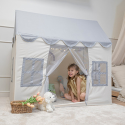KiddyMoon Kinderzelt Spielhaus Faltbares Für Kinder Spielzelt Strapazierfähiges Material Kinderspielzelt Fördert Kreativität Ideal Für Drinnen Und Draußen Leicht Zu Reinigen, weiß-grau:dunkeltürkis/pastellbeige/grüngrau/lachsfarbe, 300 Bälle