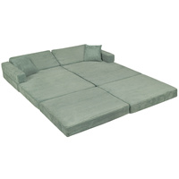 KiddyMoon Kindersofa aus Schaumstoff, Spielsofa für Kinder, Kindersessel, Sofa fürs Kinderzimmer, Kindercouch, Faltmatratze, grün, Kindersofa mit 2 Kissen