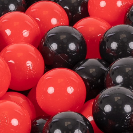 KiddyMoon Kinder Bälle für Bällebad Baby Spielbälle Plastikbälle ∅7cm Made in EU, schwarz/rot, 50 Bälle/7cm