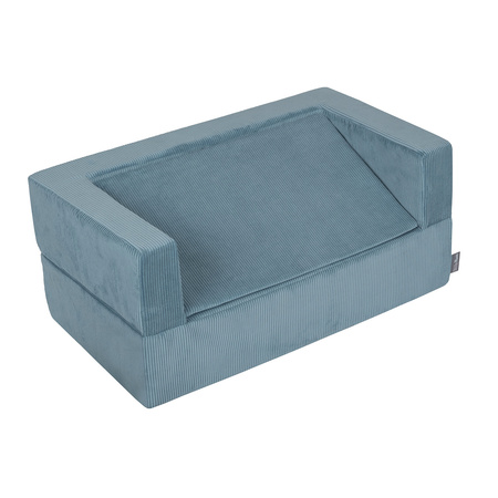 KiddyMoon Kindersofa Modular mit Weichem Zwickel und Bällen Für Kinderzimmer Bequem Vielseitig Gerippter Stoff Abnehmbarer Bezug Perfekt zum Spielen und Entspannen, blau, Sofa/Zwickel