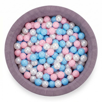 KiddyMoon Bällebad für Kinder aus Schaumstoff, weicher Rippbezug, abnehmbarer Bezug, waschbar, Violett: Babyblau/Puderrosa/Perle, 90 x 30 cm 200 Bälle