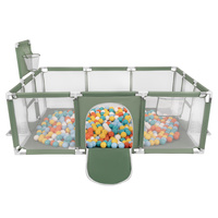 Laufstall Baby Großer Spielplatz mit Bällen Laufgitter für Kinder, grün:weiß/gelb/orange/babyblau/türkis, 200 Bälle