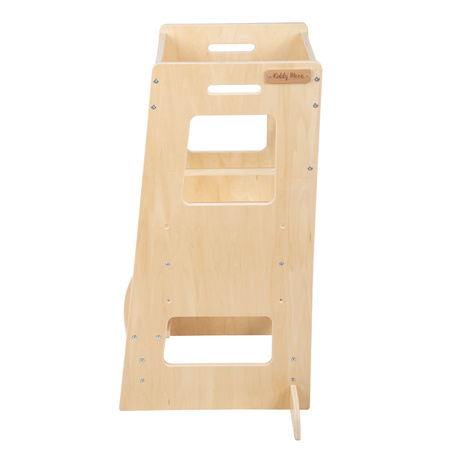 KiddyMoon Lernturm für Kinder ab 1 Jahr, Anti-Kipp-Schutz, 3-fach höhenverstellbar, Montessori Küchenhelfer ST-003, Natürlich, 91,5x39,3x49,4