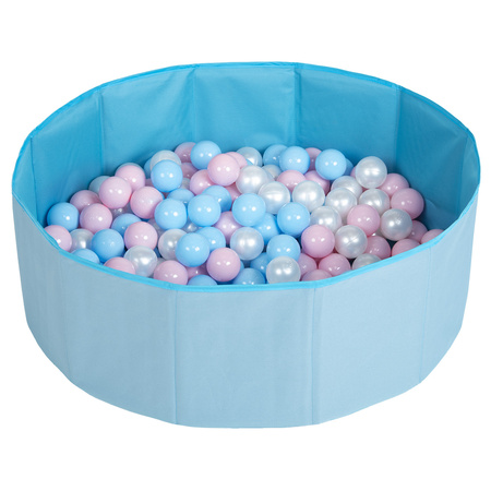 Faltbare Bällebad mit Bälle für Kinder Spielbad, blau:babyblau/puderrosa/perle, 200 Bälle