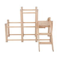 KiddyMoon Klettergerüst Indoor Holz Spielplatz Mit Rutsche Anti-Rutsch Pads Stabile Konstruktion, , UNI