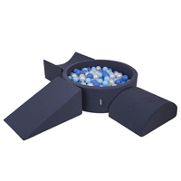 KiddyMoon Spielplatz aus Schaumstoff mit Bällebad und Bällen Hindernisläufen, dunkelblau:babyblue/blau/perle, Bällebad (300 Bälle) + Version 4