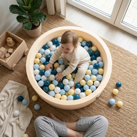 KiddyMoon Bällebad Bällepool mit bunten Bällen ∅ 7Cm für Babys Kinder Rund, Gelb, 90 x 30 cm 200 Bälle