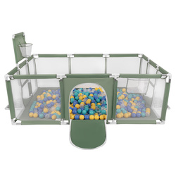 Laufstall Baby Großer Spielplatz mit Bällen Laufgitter für Kinder, grün:türkis/blau/gelb/transparent, 100 Bälle