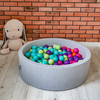 KiddyMoon Bällebad Bällepool mit bunten Bällen ∅ 7Cm  für Babys Kinder Rund, Hellgrau, 90 x 30 cm 300 Bälle