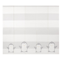 KiddyMoon Babymatte Zweiseitige Krabbelmatte Schaumstoffmatte Für Kinder Kindermatte Kindgerechte Muster Spielplatz Entwicklung Sicherer Und Bequemer Ideal Für Drinnen Und Draußen, Weiß-Pinguin, 180x200x1cm