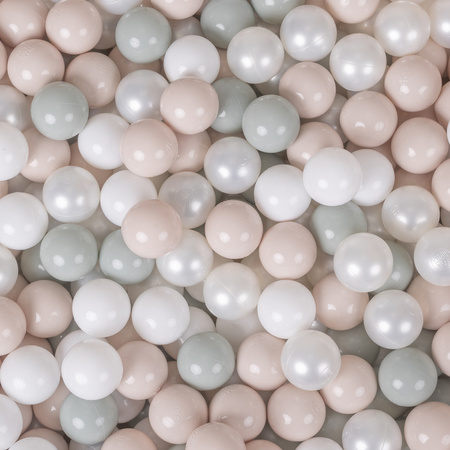 KiddyMoon Spielzelt Kinderzelt Faltbare Für Kinder Pavillon Förmiges Kinderhaus Leicht Zu Montieren Zum Spielen Und Entspannen Geeignet Für Drinnen Und Draußen, Naturfarbe:weiß/perle/pastellbeige/grüngrau, 300 Bälle