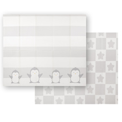 KiddyMoon Babymatte Zweiseitige Krabbelmatte Schaumstoffmatte Für Kinder Kindermatte Kindgerechte Muster Spielplatz Entwicklung Sicherer Und Bequemer Ideal Für Drinnen Und Draußen, Weiß-Pinguin, 180x200x1cm