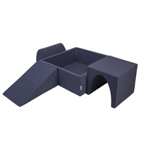 KiddyMoon Spielplatz aus Schaumstoff mit Quadrat Bällebad Bälle Hindernisläufen, dunkelblau:babyblue/blau/perle, Bällebad (200 Bälle) + Version 2