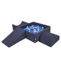 KiddyMoon Spielplatz aus Schaumstoff mit Quadrat Bällebad Bälle Hindernisläufen, dunkelblau:babyblue/blau/perle, Bällebad (300 Bälle) + Version 4