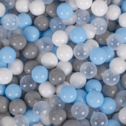 KiddyMoon Quadrat Bällebad Bällepool ∅ 7Cm Eckig Ballgruben Für Babys Spielbad Kleinkinder, Hergestellt in der EU, dunkelgrau: grau/weiß/transparent/babyblue, 120x30cm/1000 Bälle