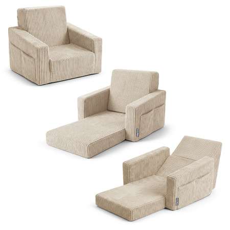 KiddyMoon Klappbarer Kindersessel aus Schaumstoff Kindersofa, beige, UNI